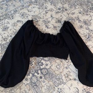 Black Puff Sleeve Top